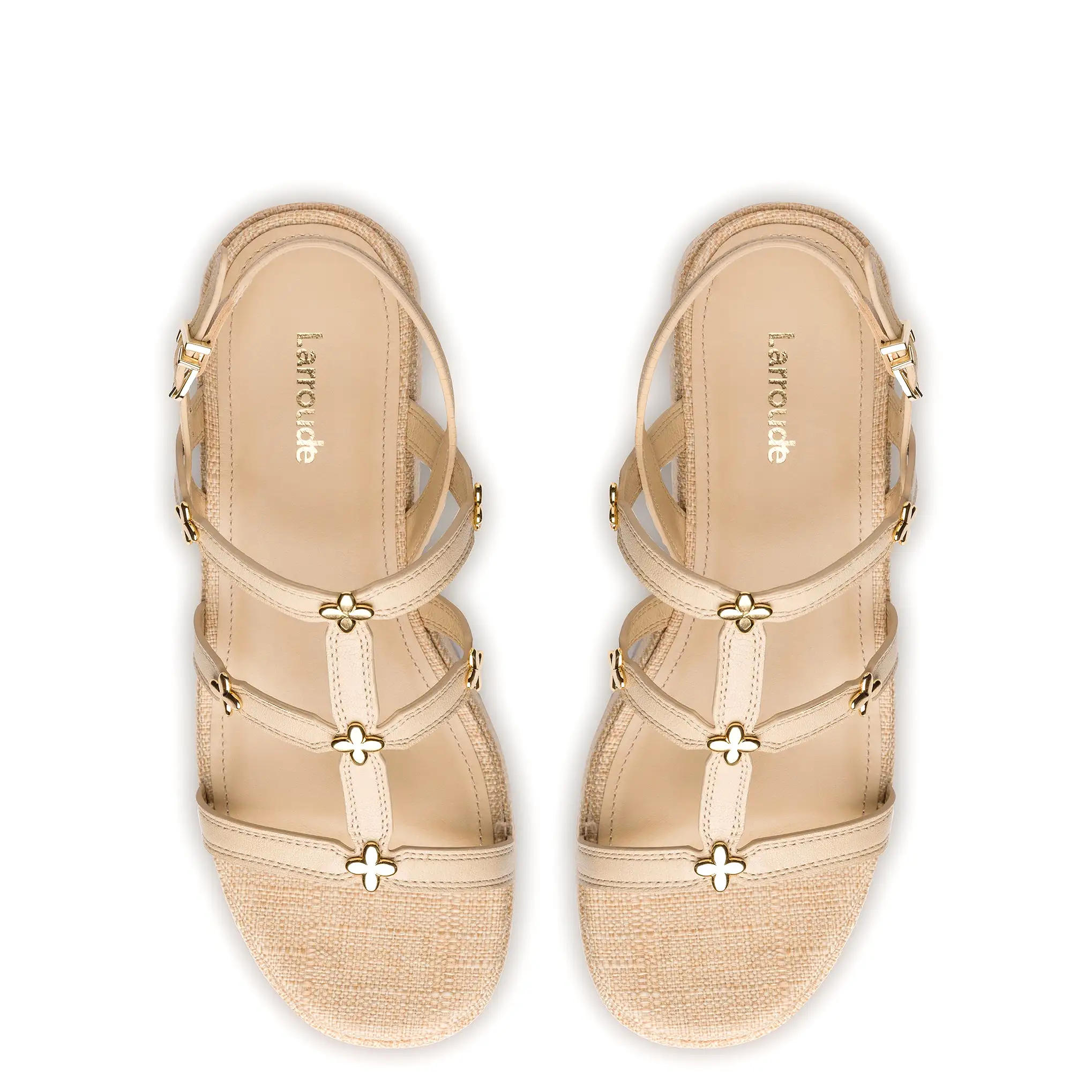 Harmony Flatform Sandal In Beige Raffia