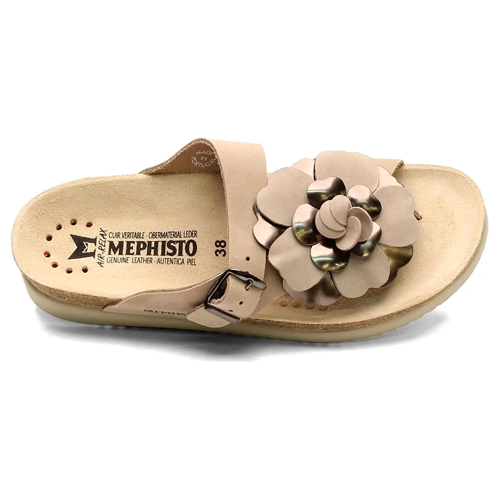 Helen Flower Nubuck Leather Women's Slide Sandals