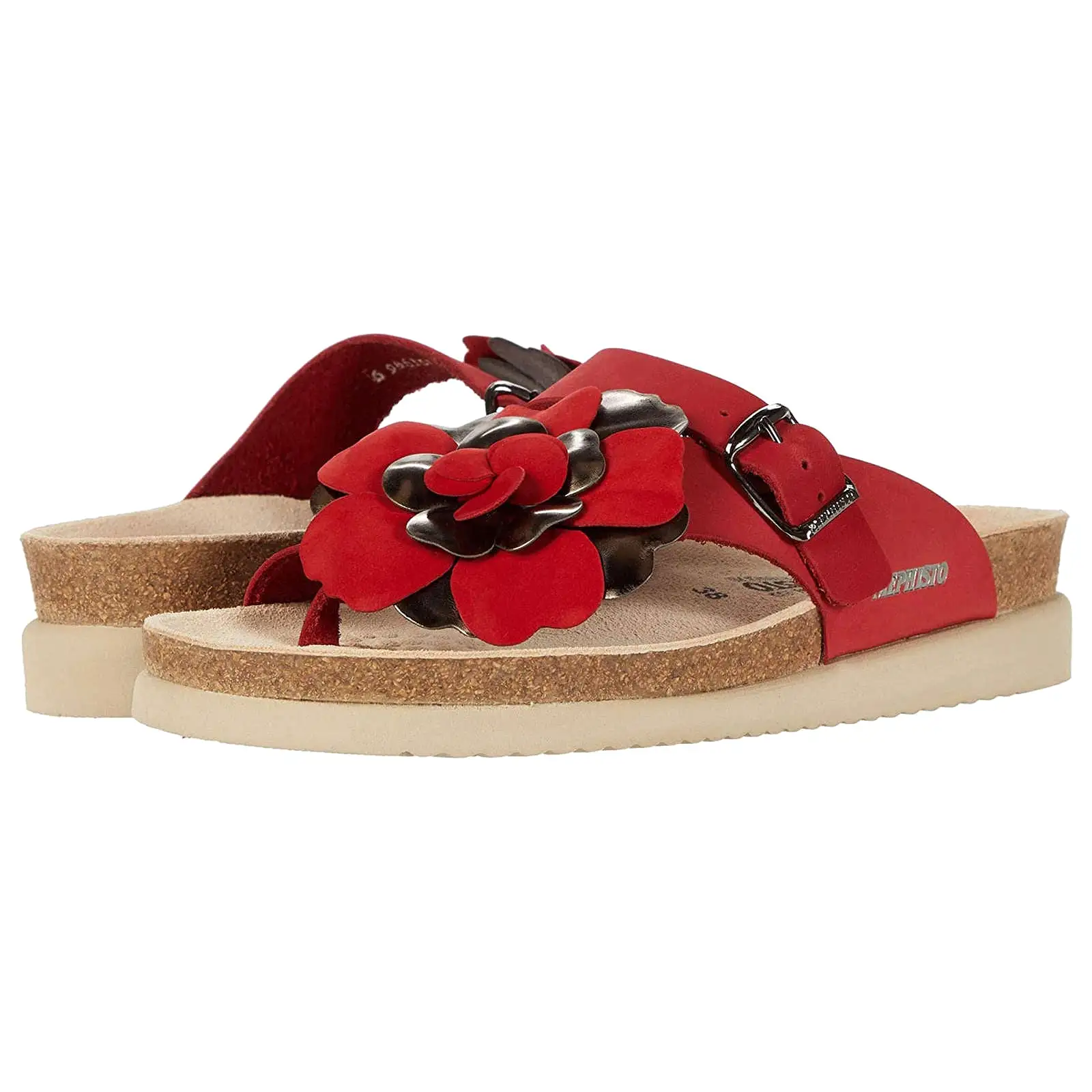 Helen Flower Nubuck Leather Women's Slide Sandals