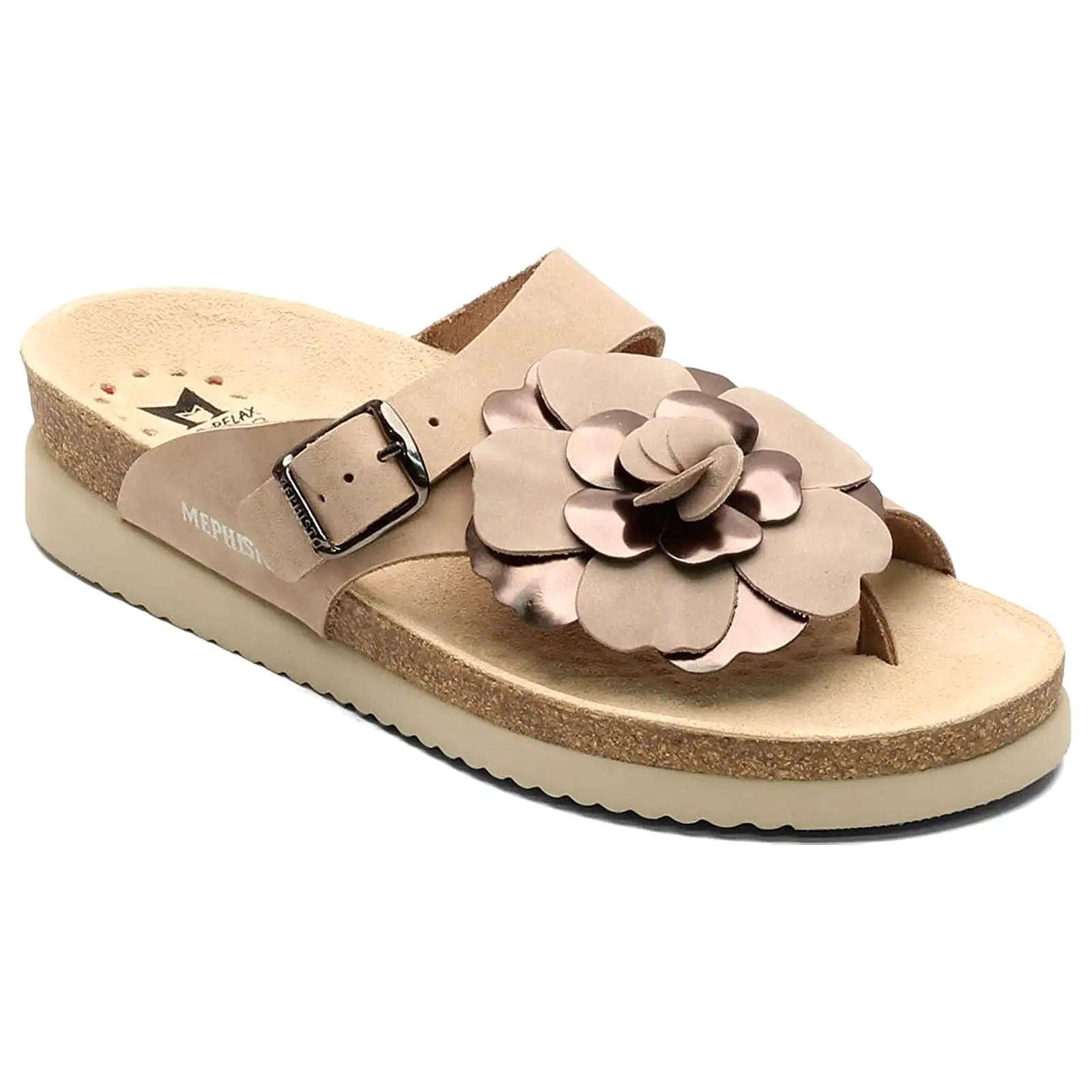 Helen Flower Nubuck Leather Women's Slide Sandals