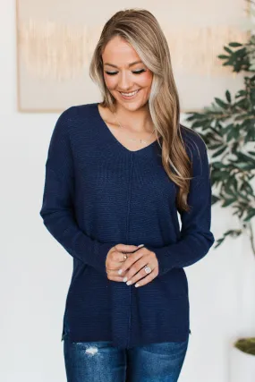 Here Together V-Neck Sweater- Navy