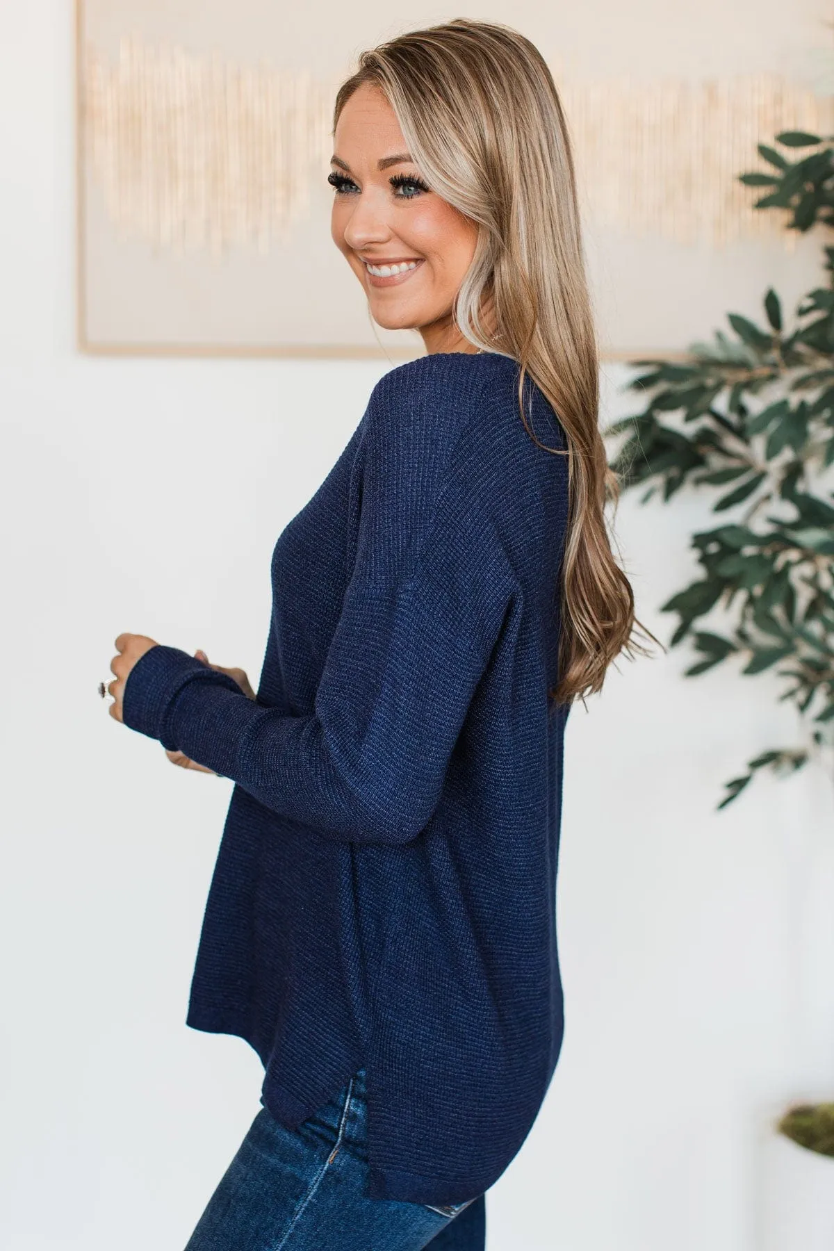 Here Together V-Neck Sweater- Navy