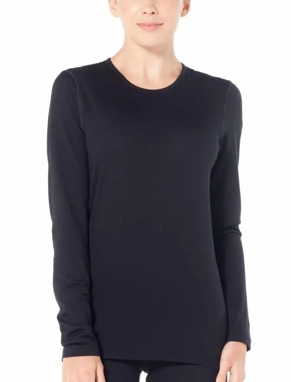 icebreaker Merino Base Layer Women's 200 Oasis Long Sleeve Crewe - Black