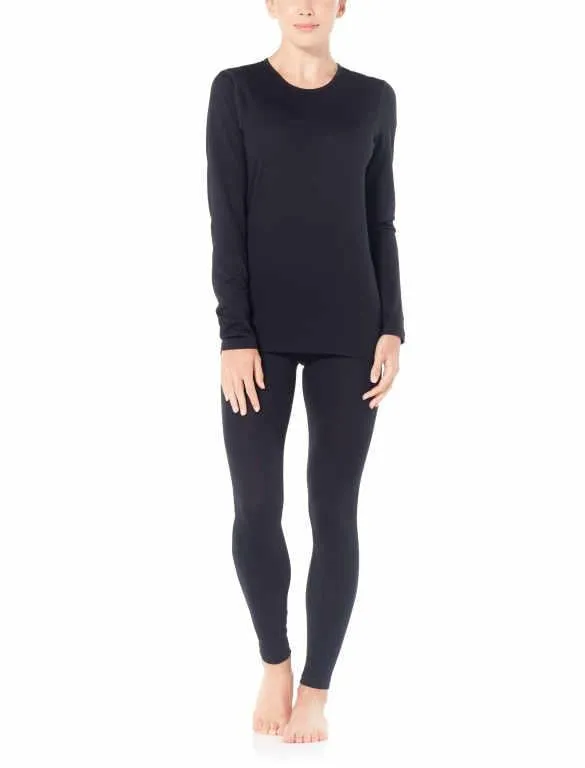 icebreaker Merino Base Layer Women's 200 Oasis Long Sleeve Crewe - Black