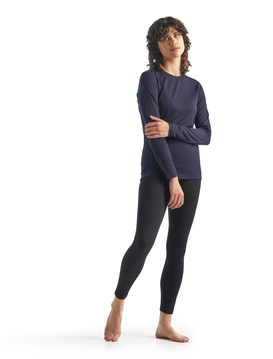 icebreaker Merino Base Layer Women's 200 Oasis Long Sleeve Crewe - Black