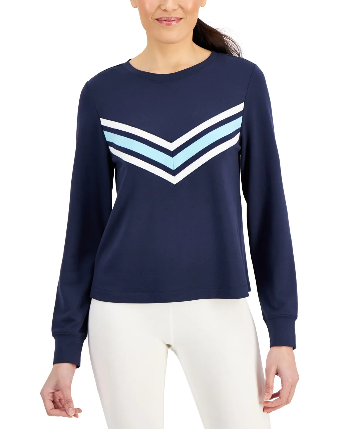 ID Ideology Women's Active Chevron Top Blue Size S