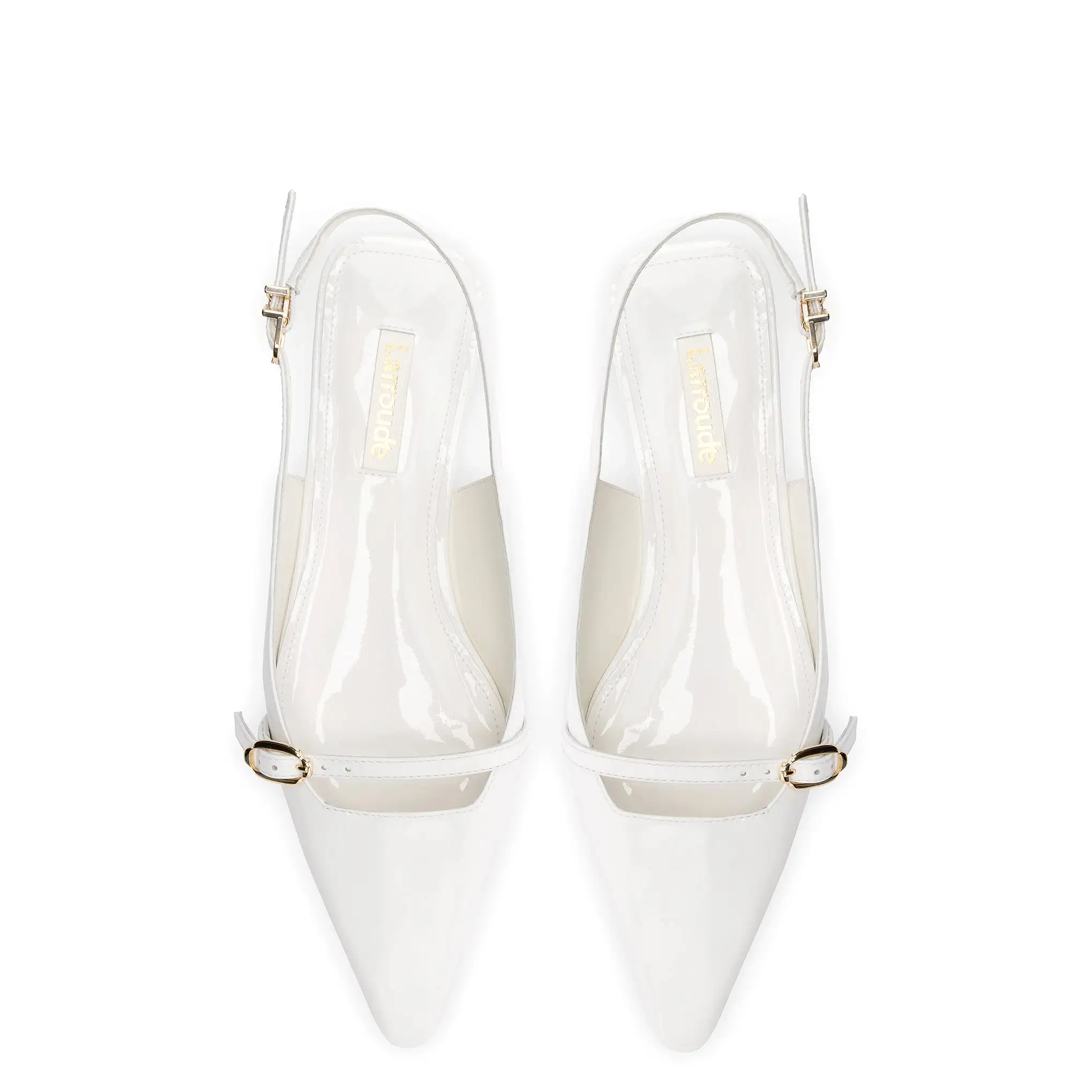 Ines Flat In White Patent Leather