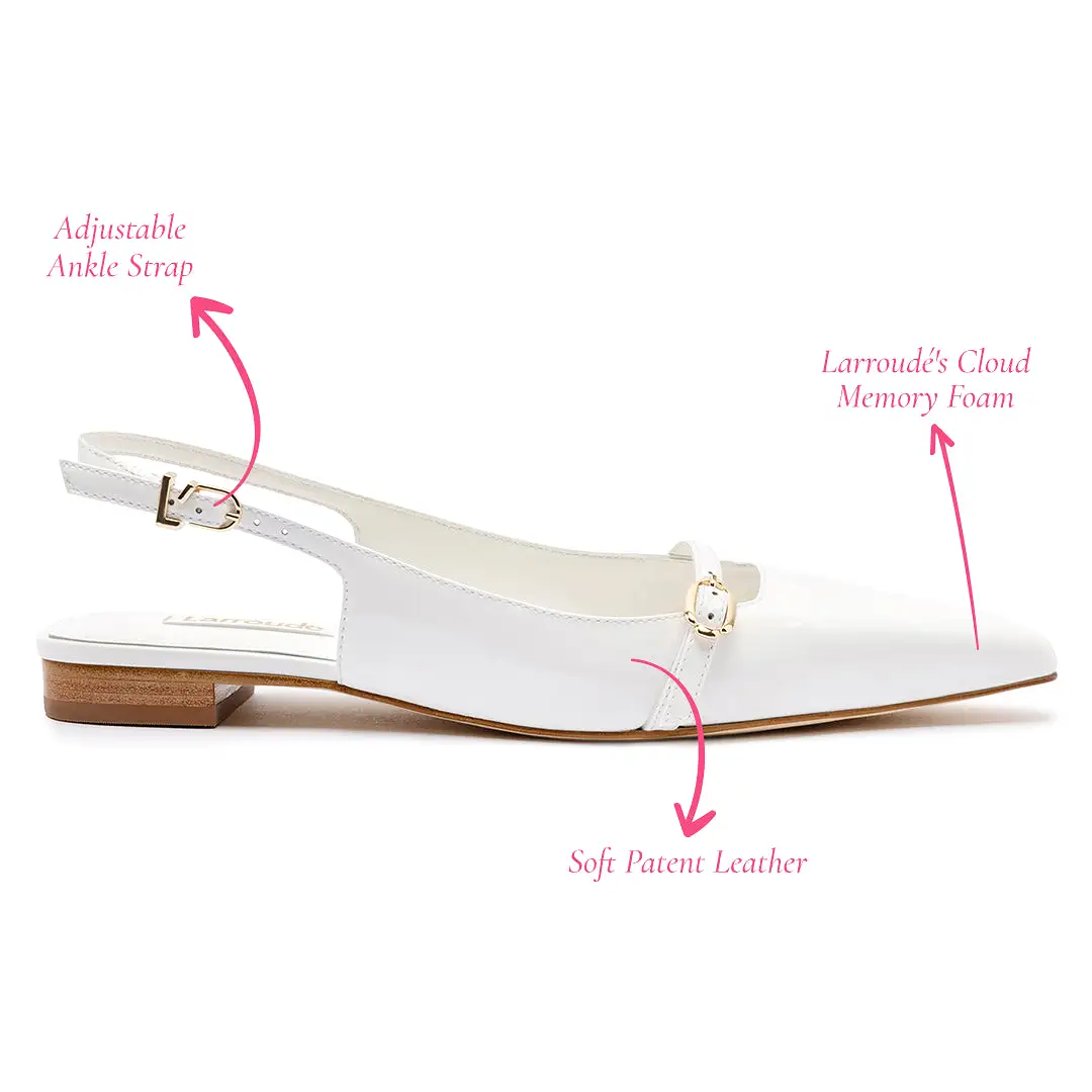 Ines Flat In White Patent Leather