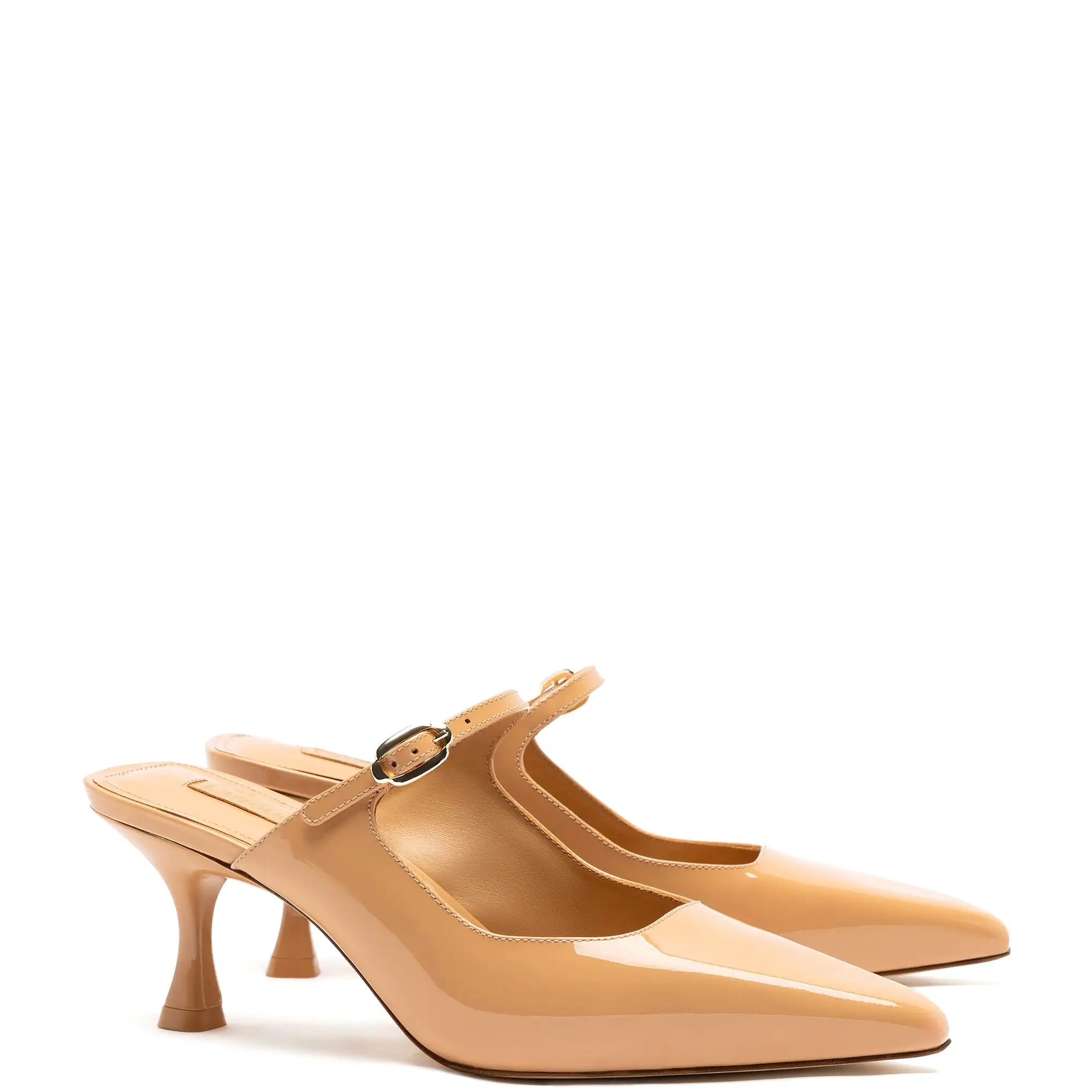 Ines Mule In Tan Patent Leather