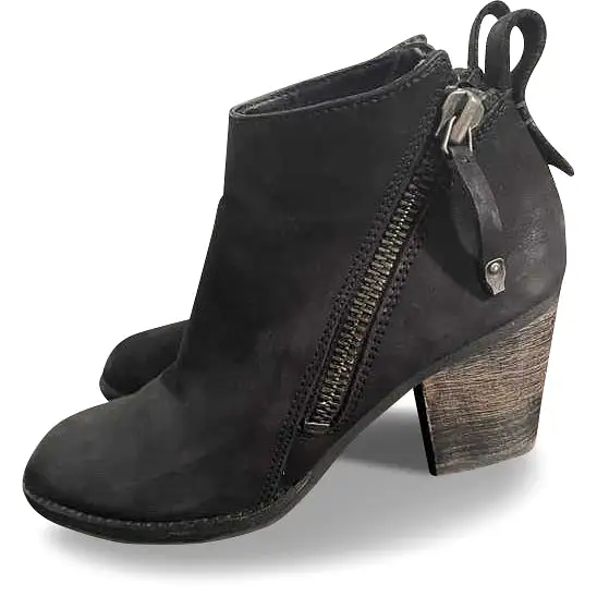 JAEGER BOOTIES IN BLACK NUBUCK LEATHER - re:vita