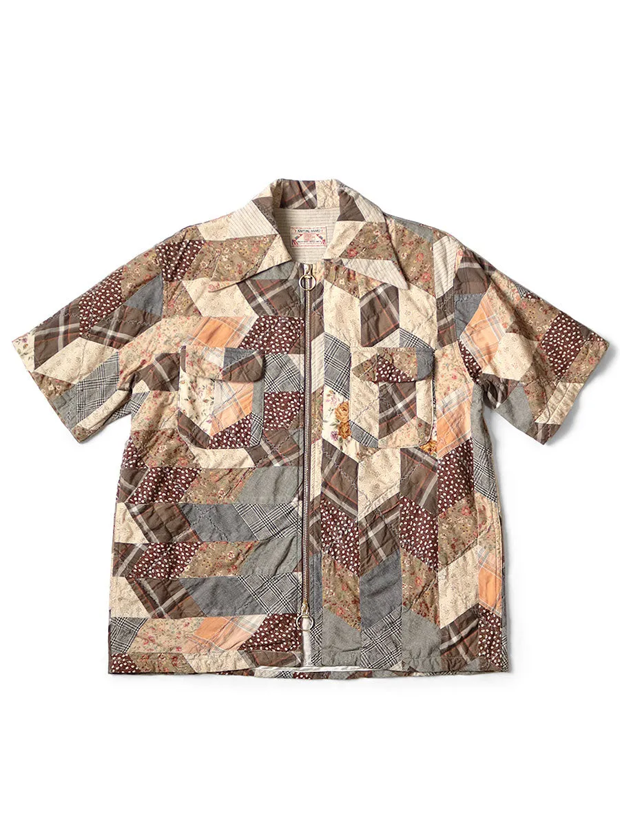 Kapital YABENE quilt patchwork drizzle open collar shirt tee