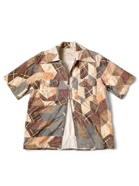 Kapital YABENE quilt patchwork drizzle open collar shirt tee