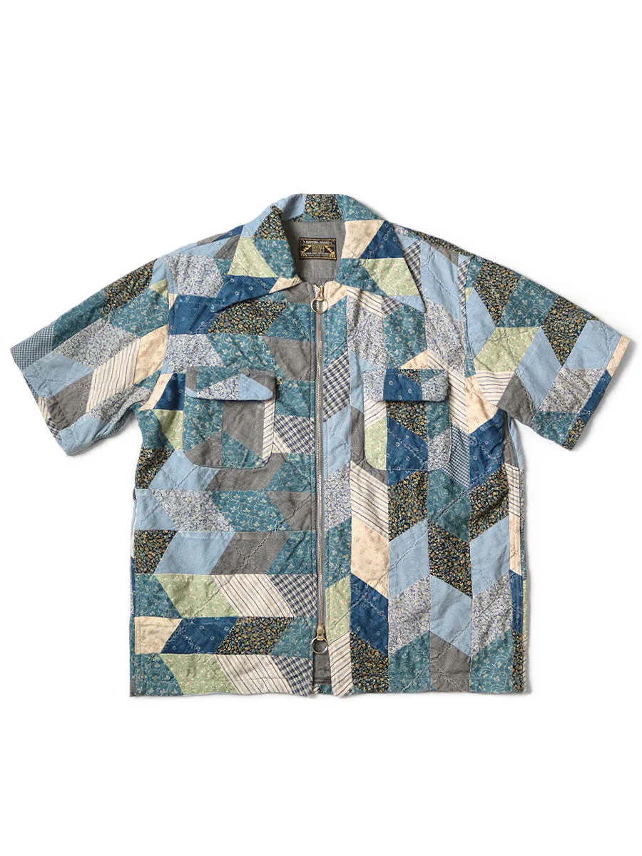 Kapital YABENE quilt patchwork drizzle open collar shirt tee