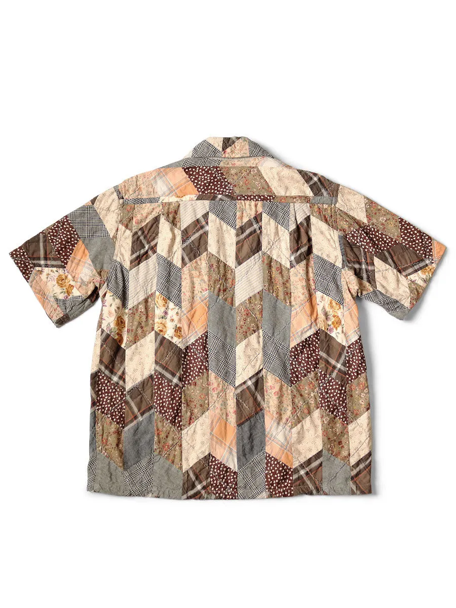 Kapital YABENE quilt patchwork drizzle open collar shirt tee