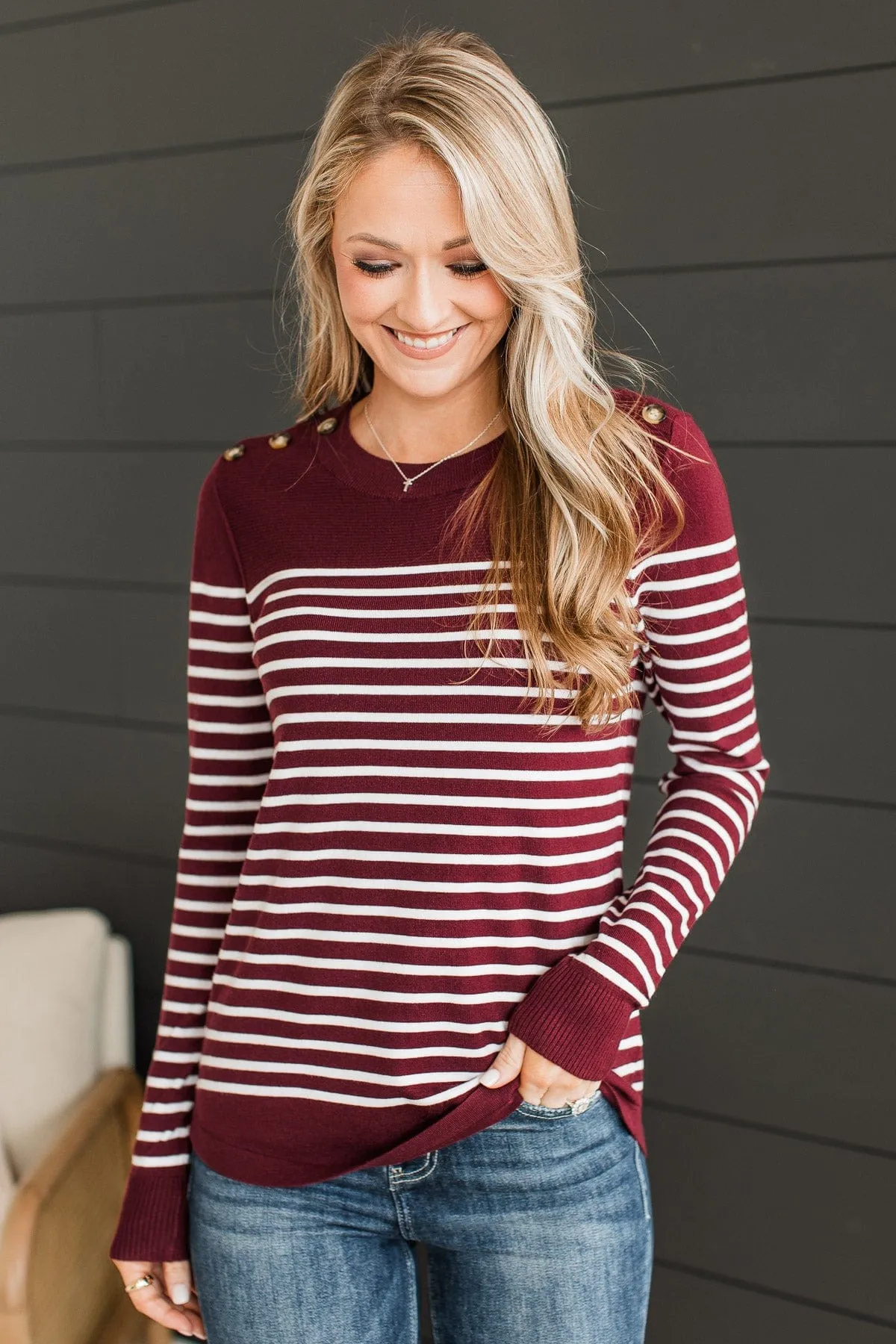 Keeping My Promise Knit Sweater- Burgundy