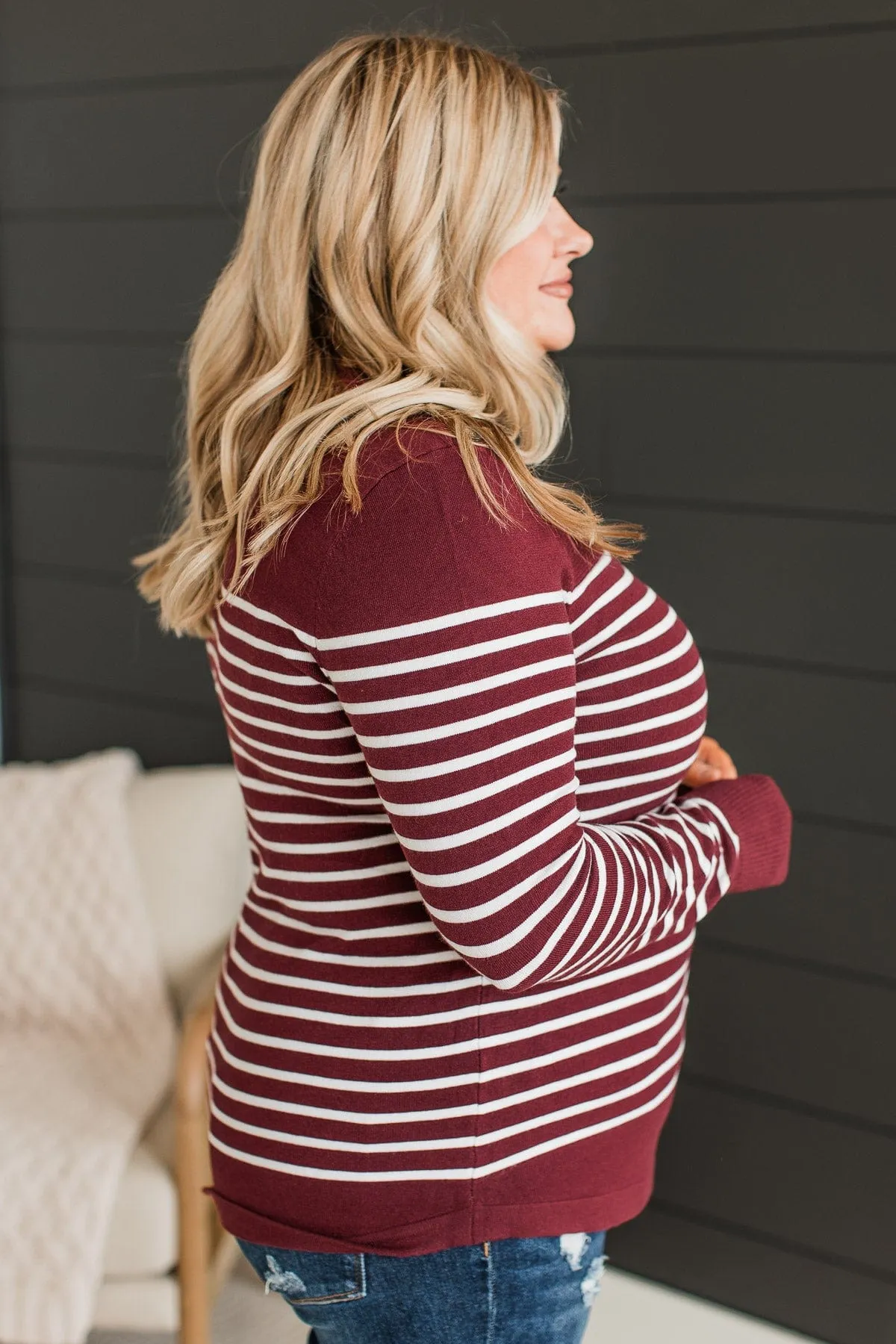 Keeping My Promise Knit Sweater- Burgundy