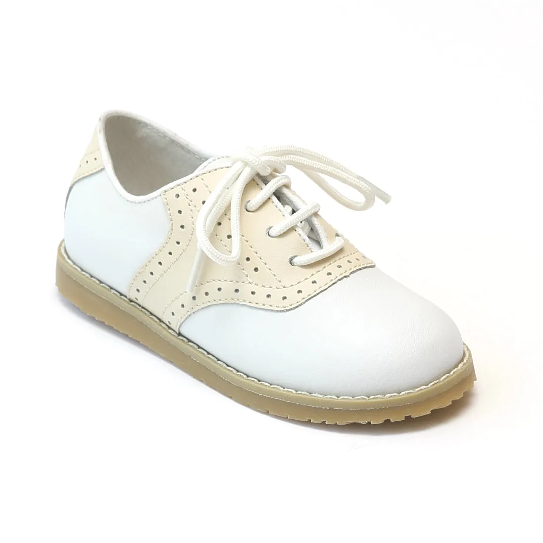 L'Amour Boys Beige Saddle Leather Oxfords