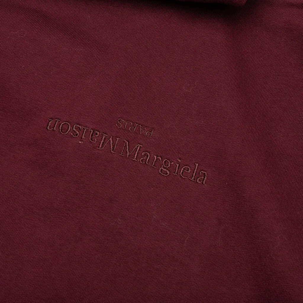 Logo-Embroidered Long-Sleeved Hoodie - Burgundy