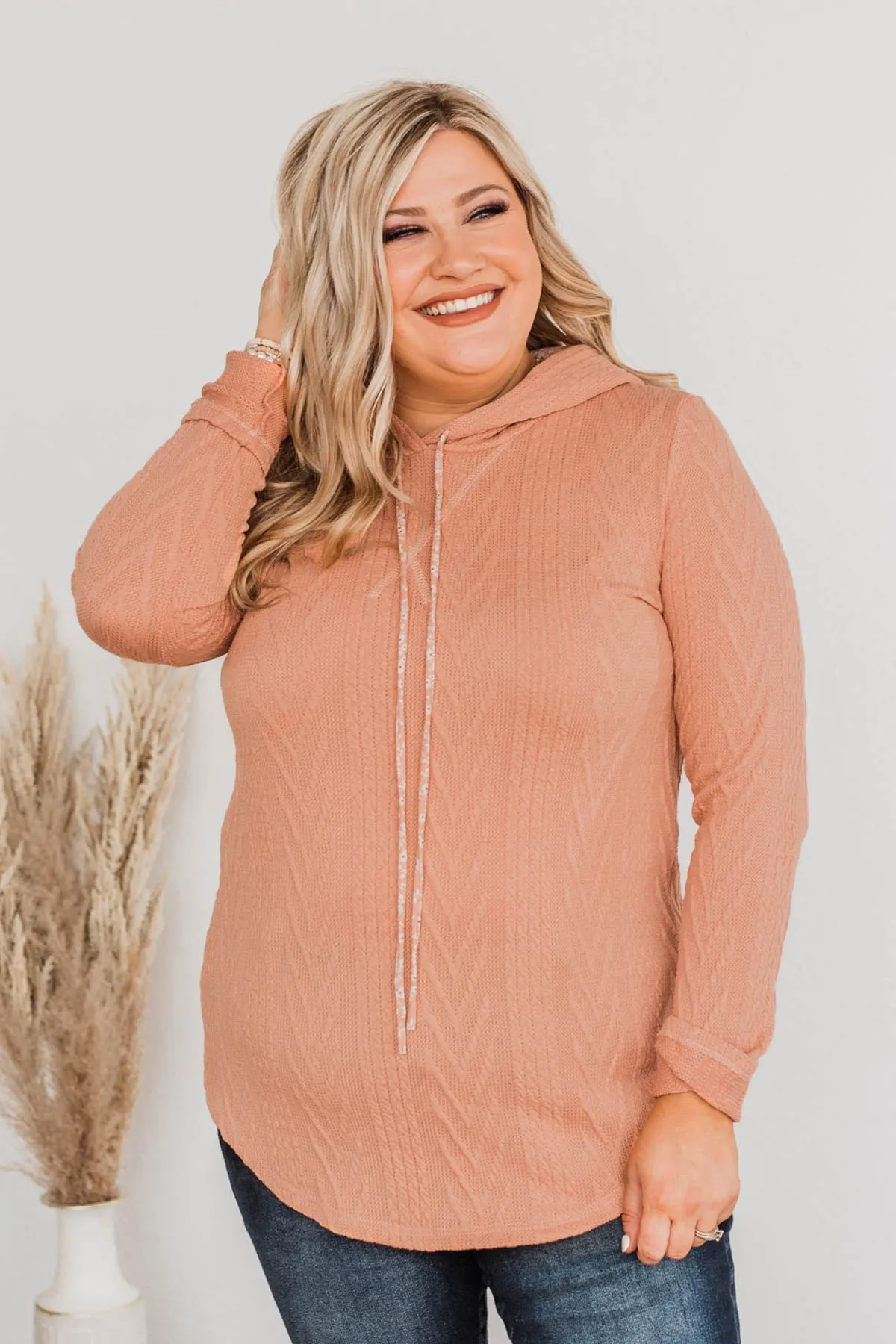 Loved Endlessly Knit Hoodie- Dusty Coral