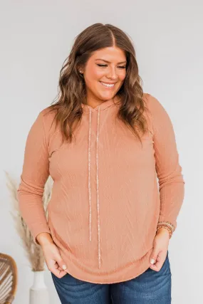 Loved Endlessly Knit Hoodie- Dusty Coral