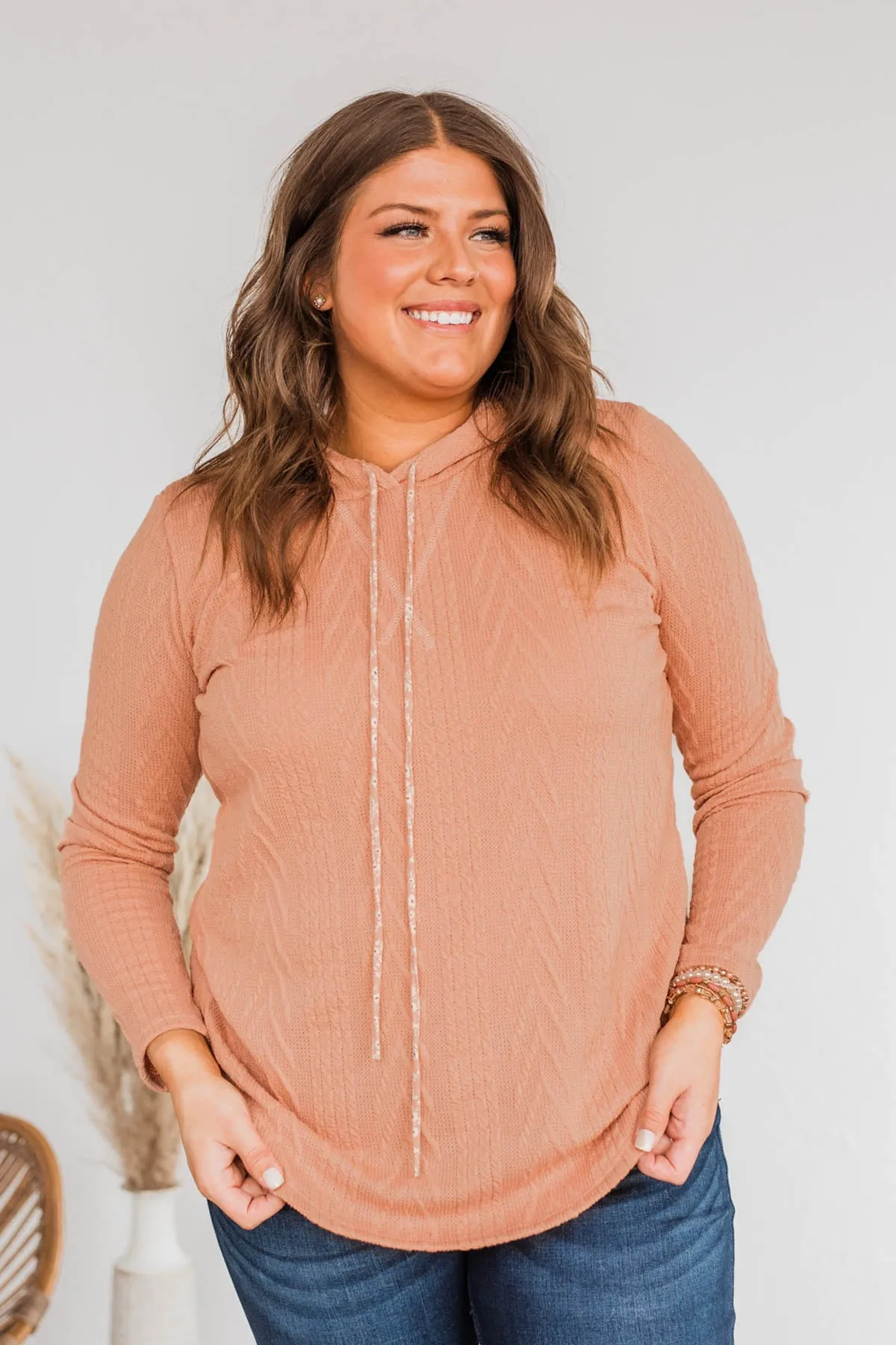 Loved Endlessly Knit Hoodie- Dusty Coral