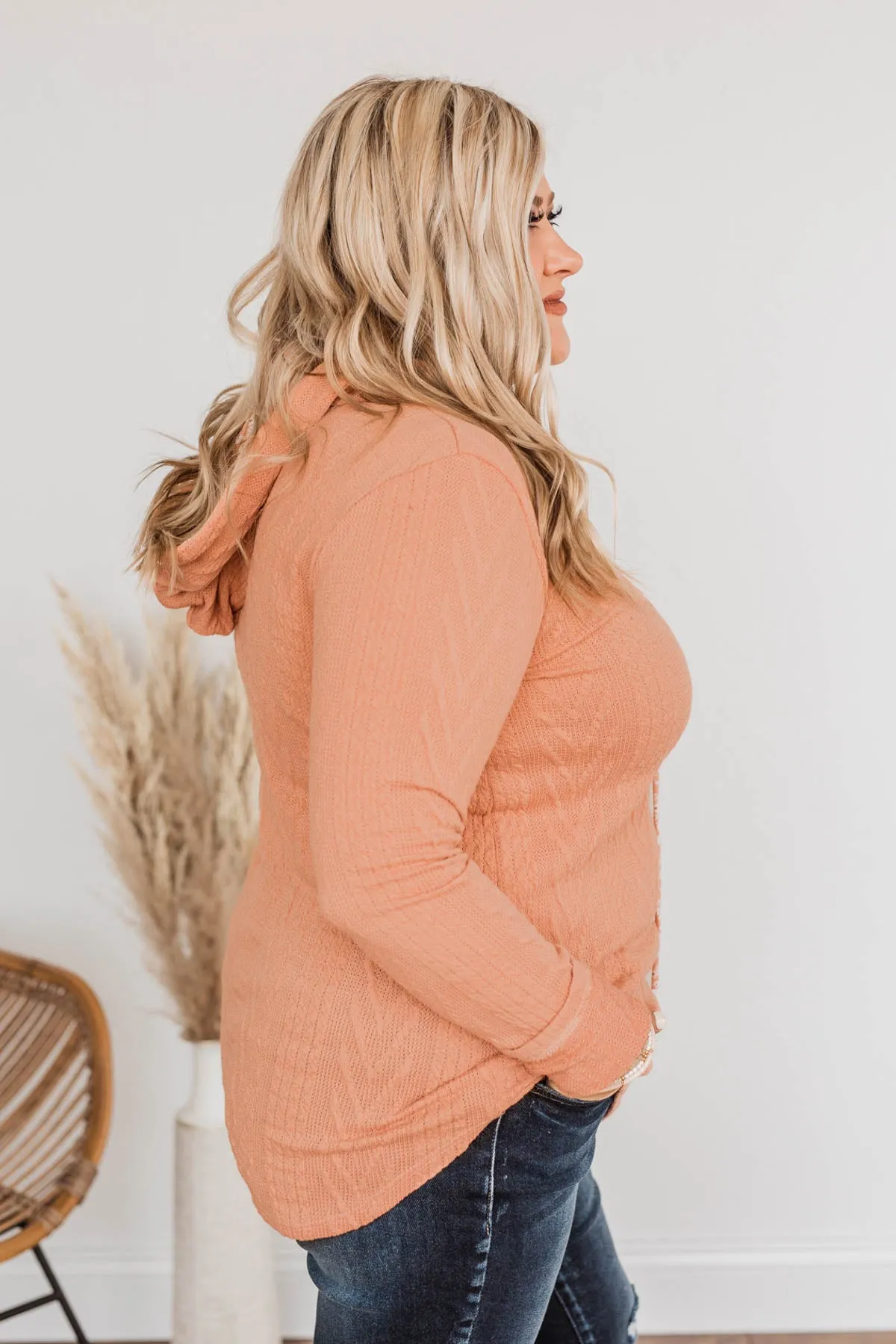 Loved Endlessly Knit Hoodie- Dusty Coral