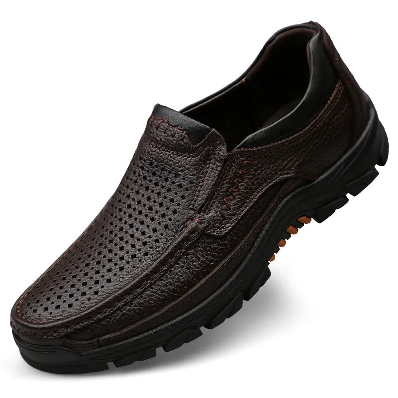 Men Cow Leather Comfy Soft Slip On Oxfords