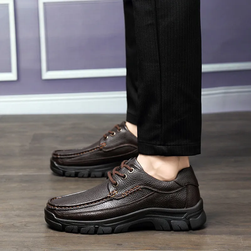 Men Cow Leather Comfy Soft Slip On Oxfords