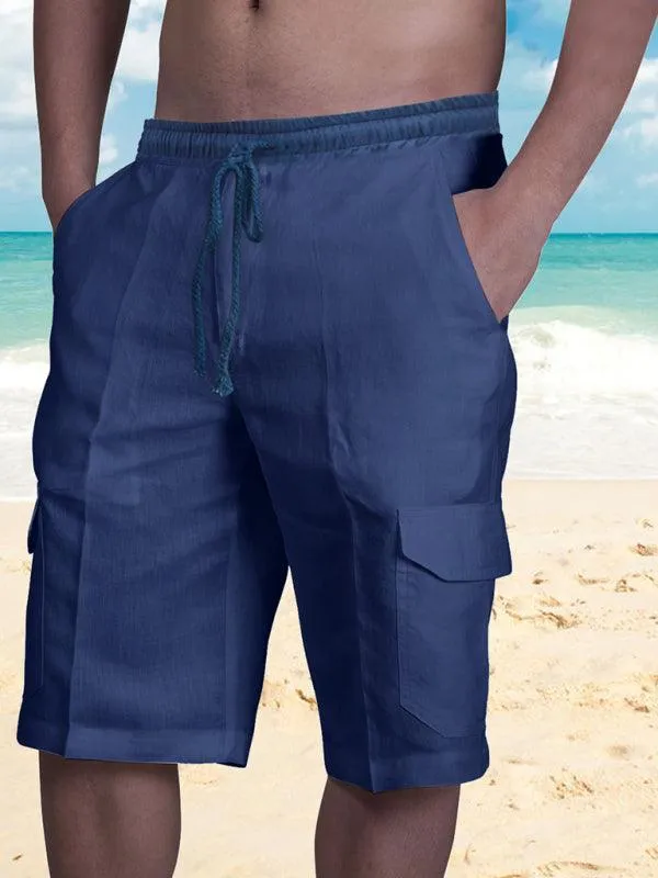 Men Linen Cargo Shorts