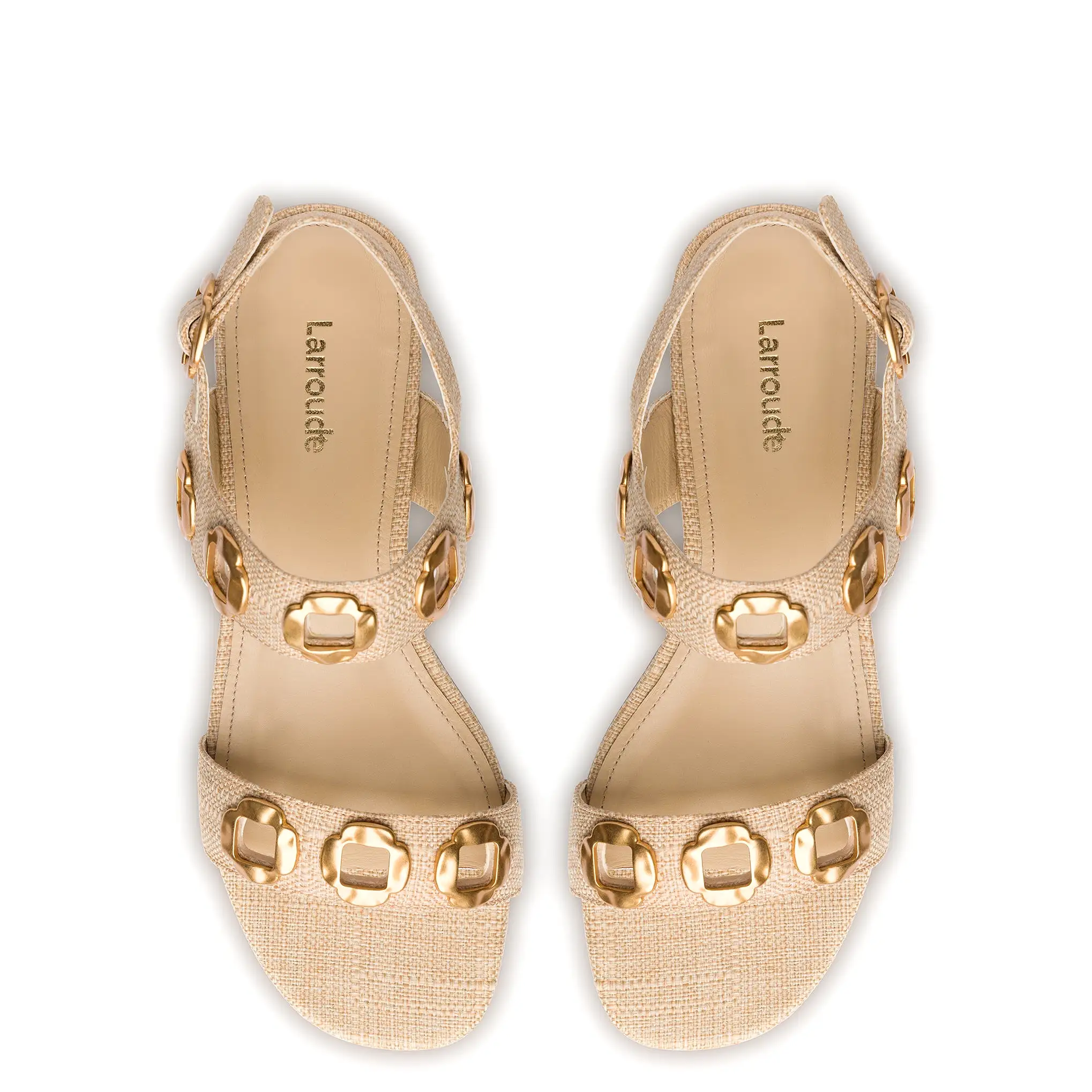 Milan Flat Sandal In Beige Raffia