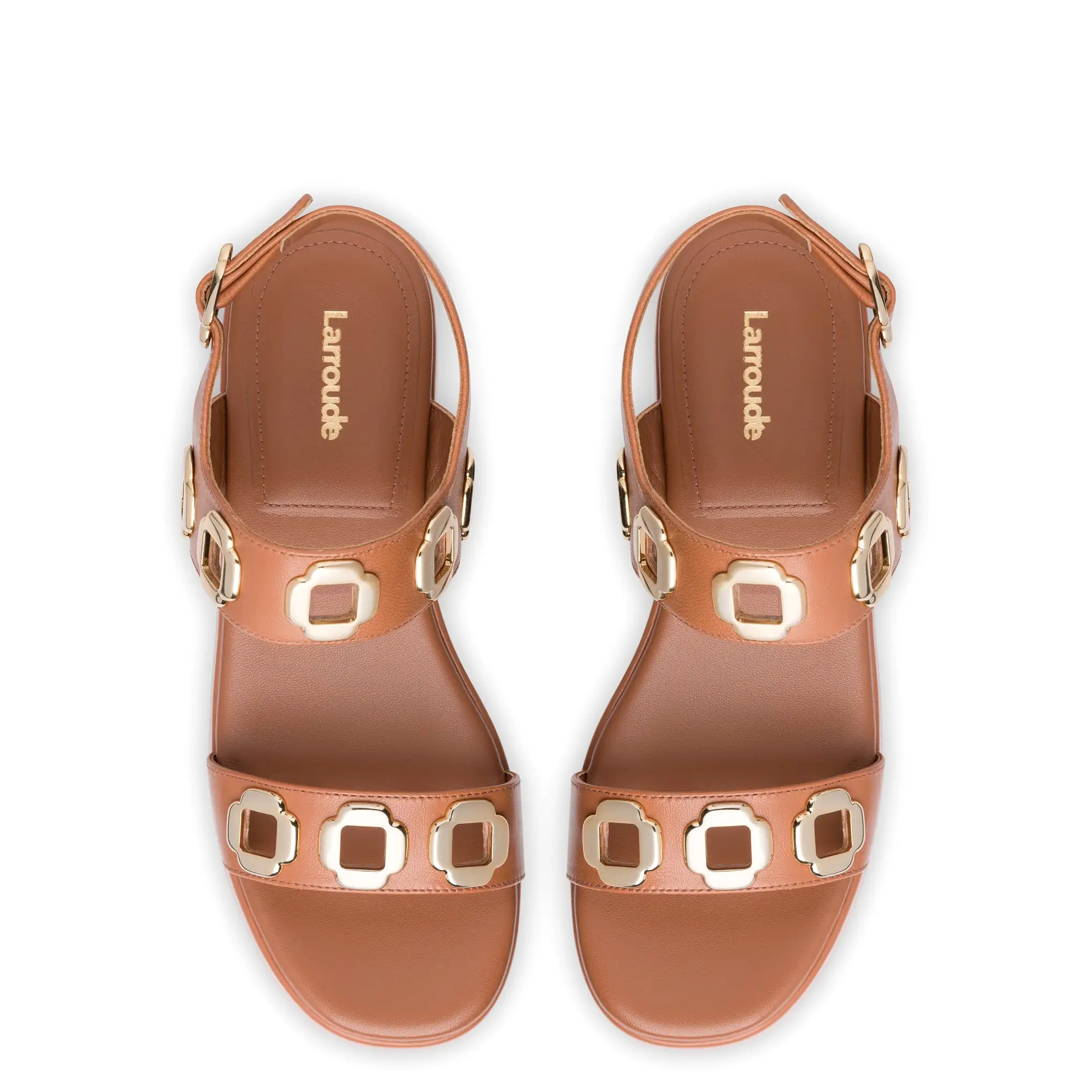 Milan Flatform Sandal In Caramel Leather