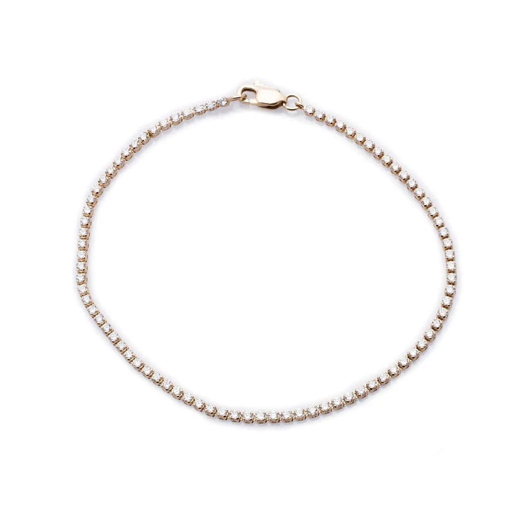 Mini 14K Gold and Diamond Tennis Bracelet Invisible Setting