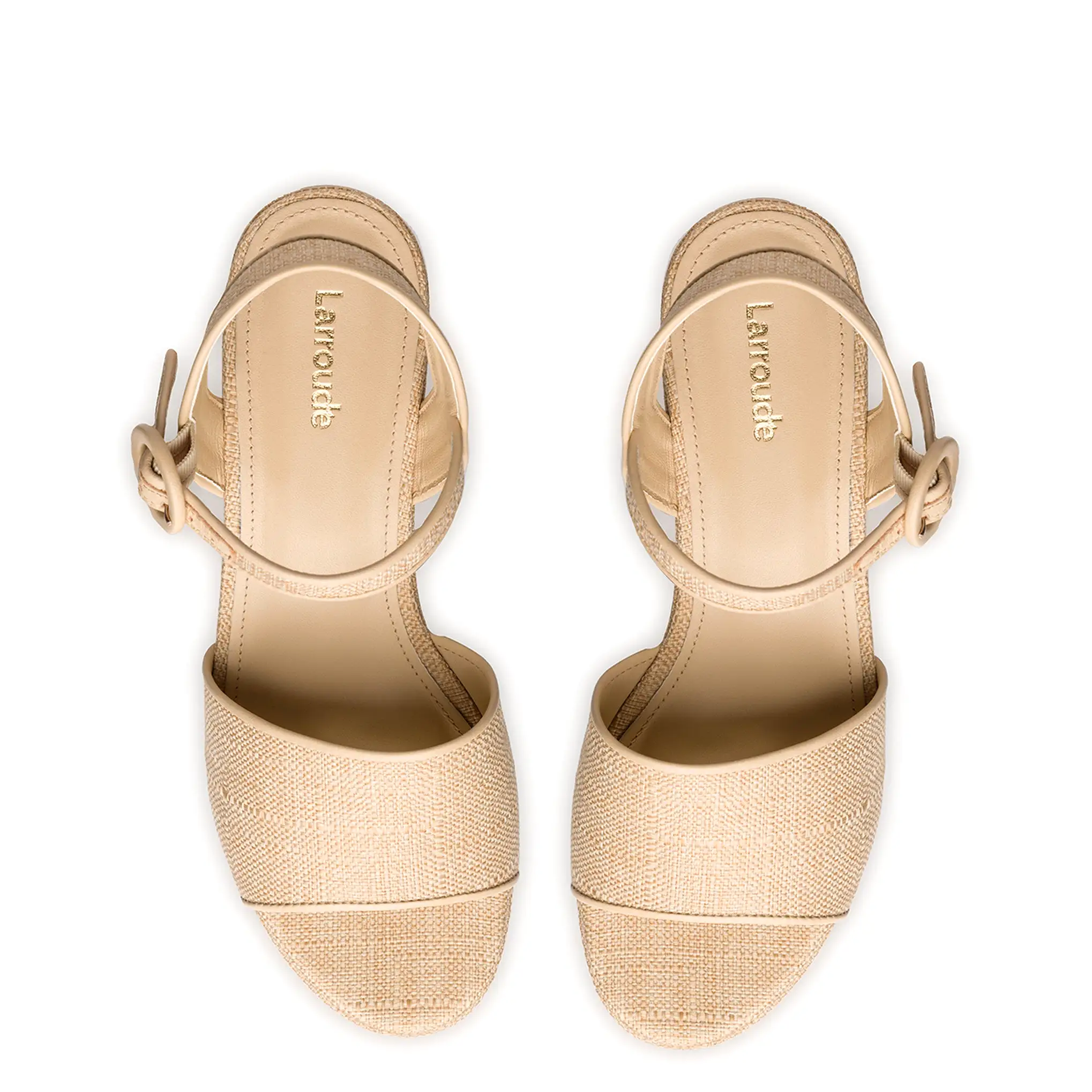 Miso Platform Strap Sandal In Beige Raffia