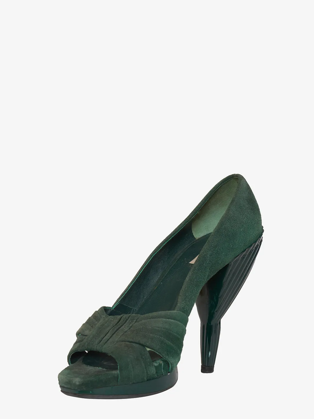 Miu Miu Open toe in green suede