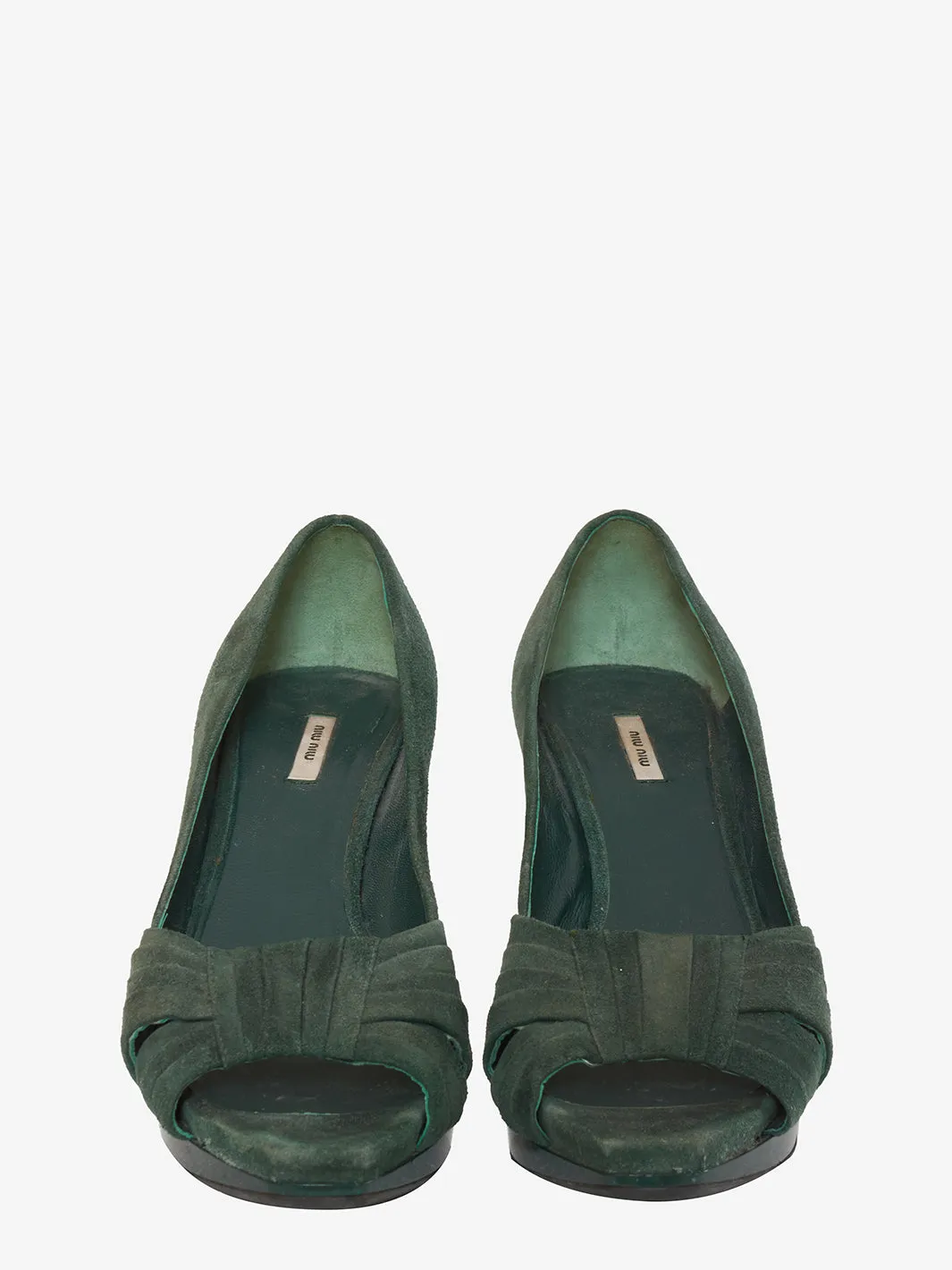 Miu Miu Open toe in green suede