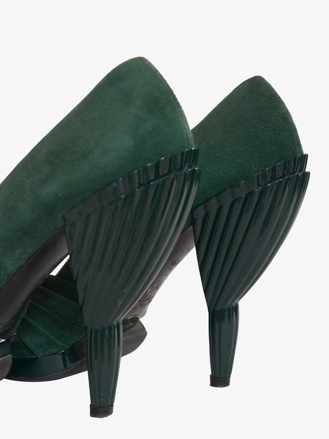 Miu Miu Open toe in green suede