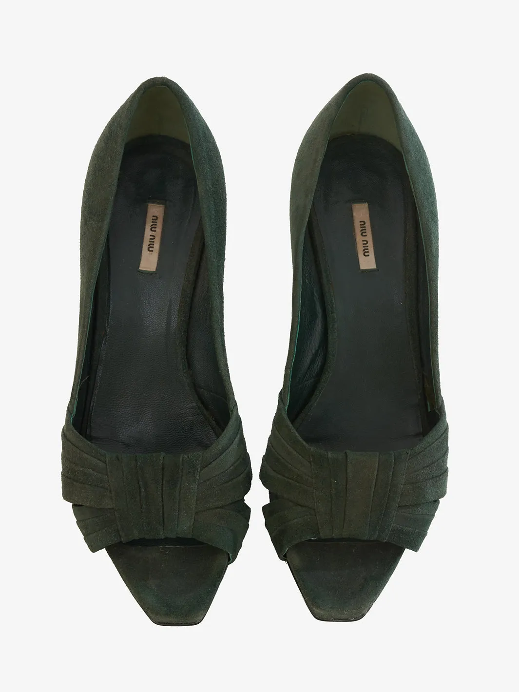 Miu Miu Open toe in green suede