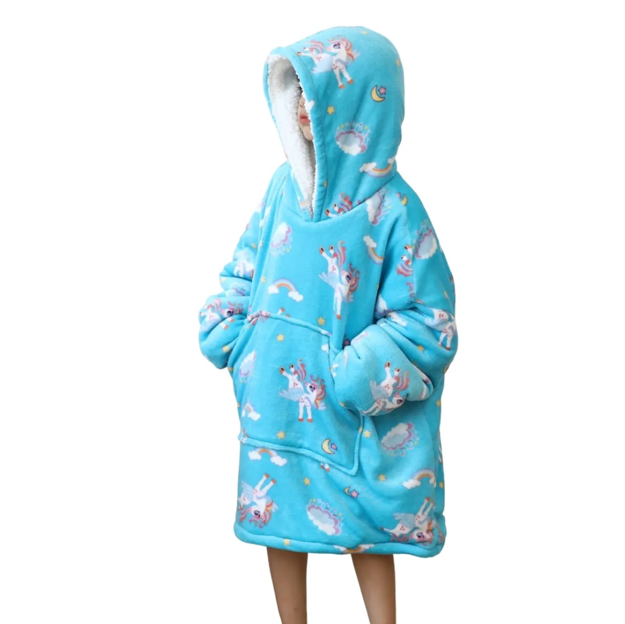 My Snuggy - Kids Blue Unicorn Hoodie Blanket