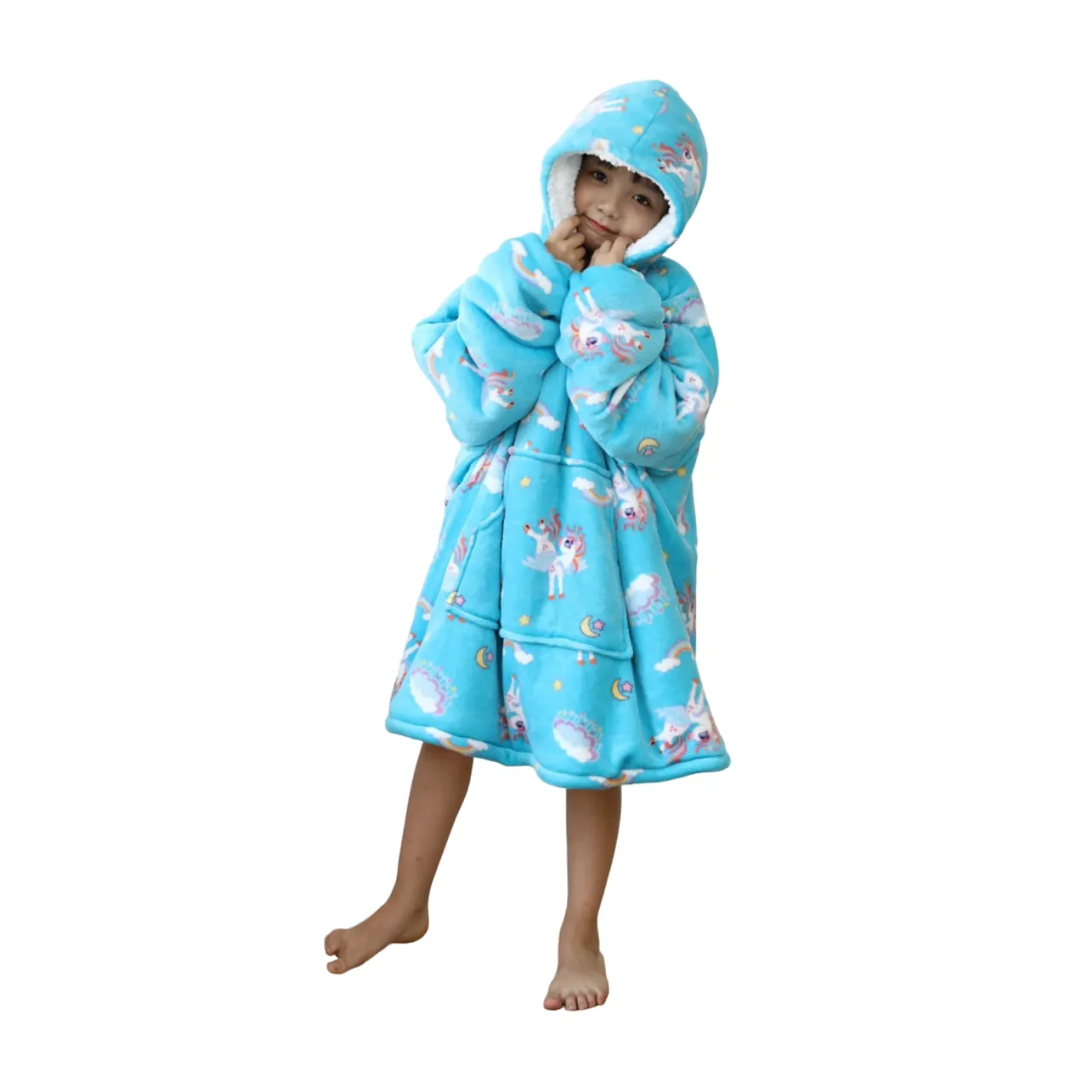 My Snuggy - Kids Blue Unicorn Hoodie Blanket