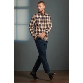 NEXT Tan-Navy Signature Brushed Flannel Check Shirt Multicolor Men Shirts