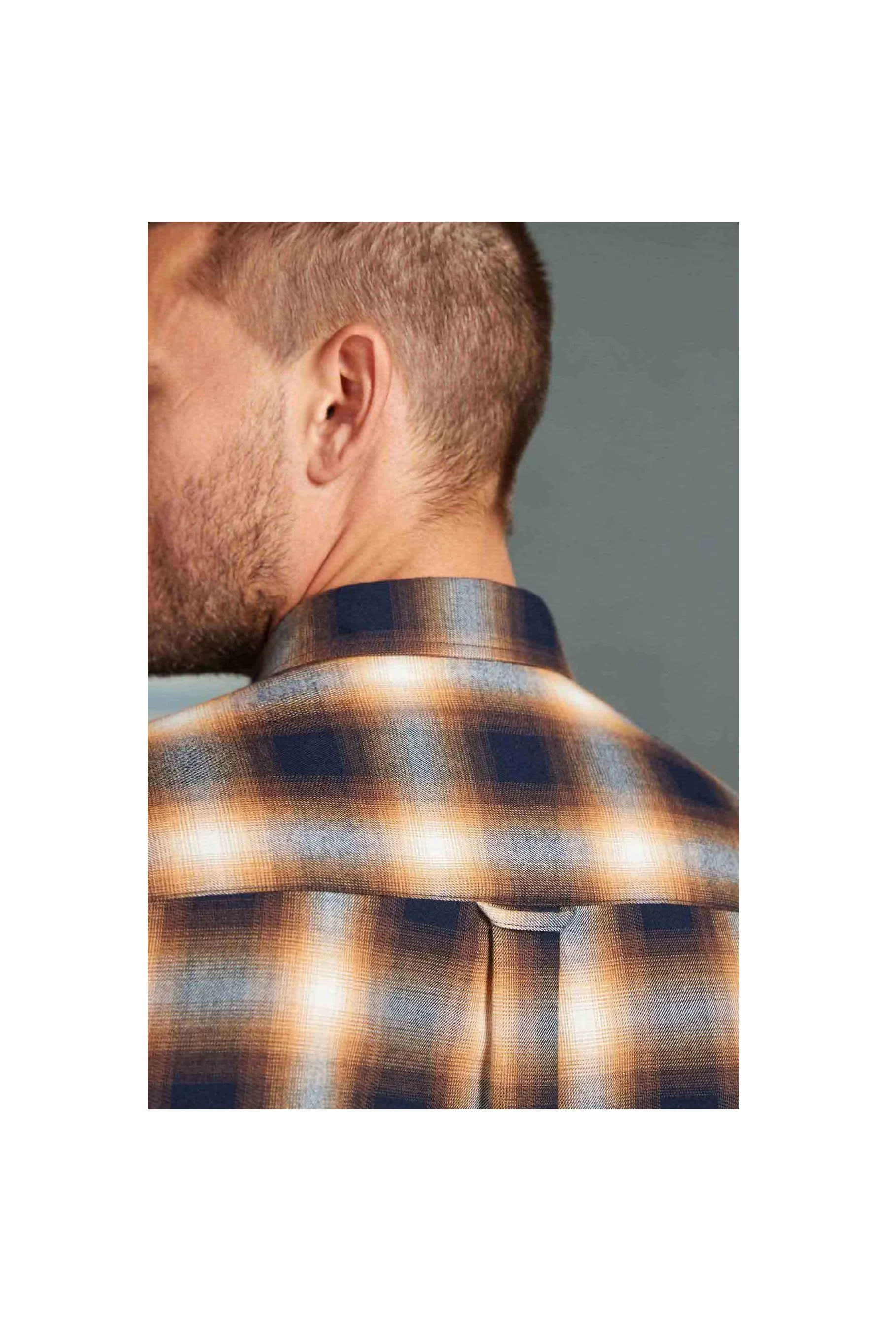 NEXT Tan-Navy Signature Brushed Flannel Check Shirt Multicolor Men Shirts