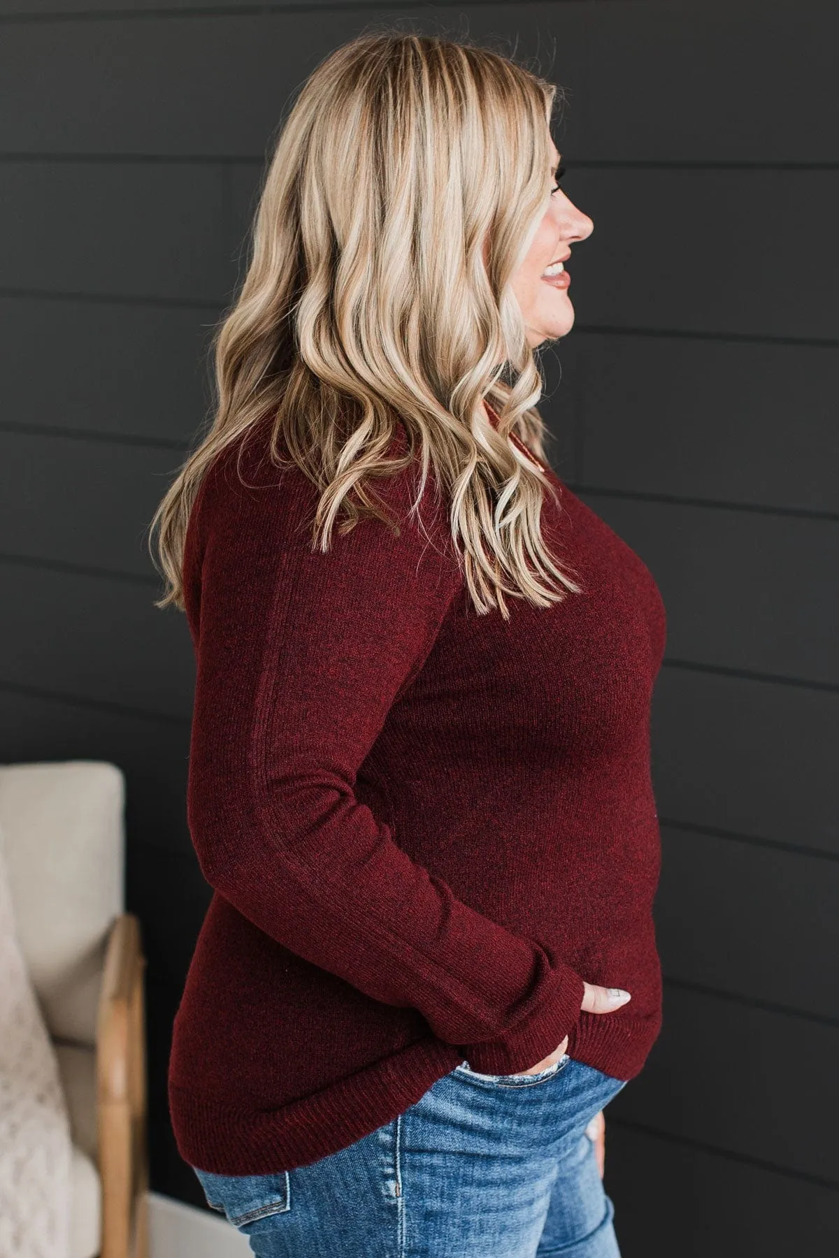 Only The Best Knit Sweater- Burgundy