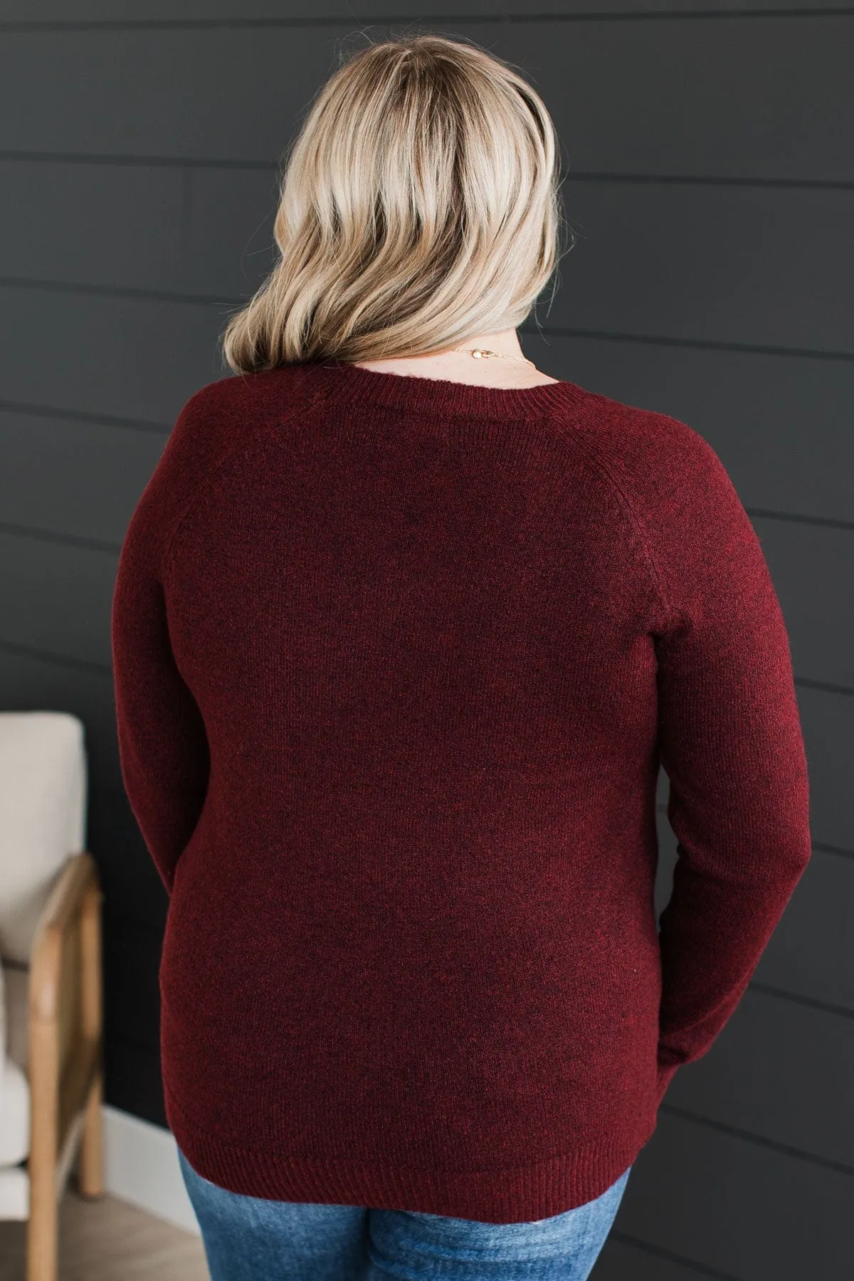 Only The Best Knit Sweater- Burgundy