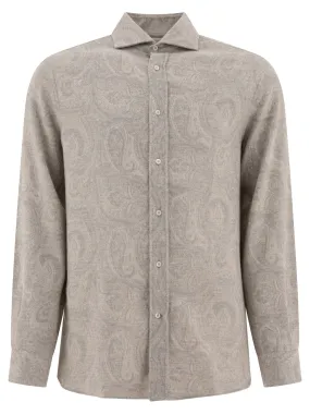 Paisley Jacquard Flannel  Shirt Shirts Grey