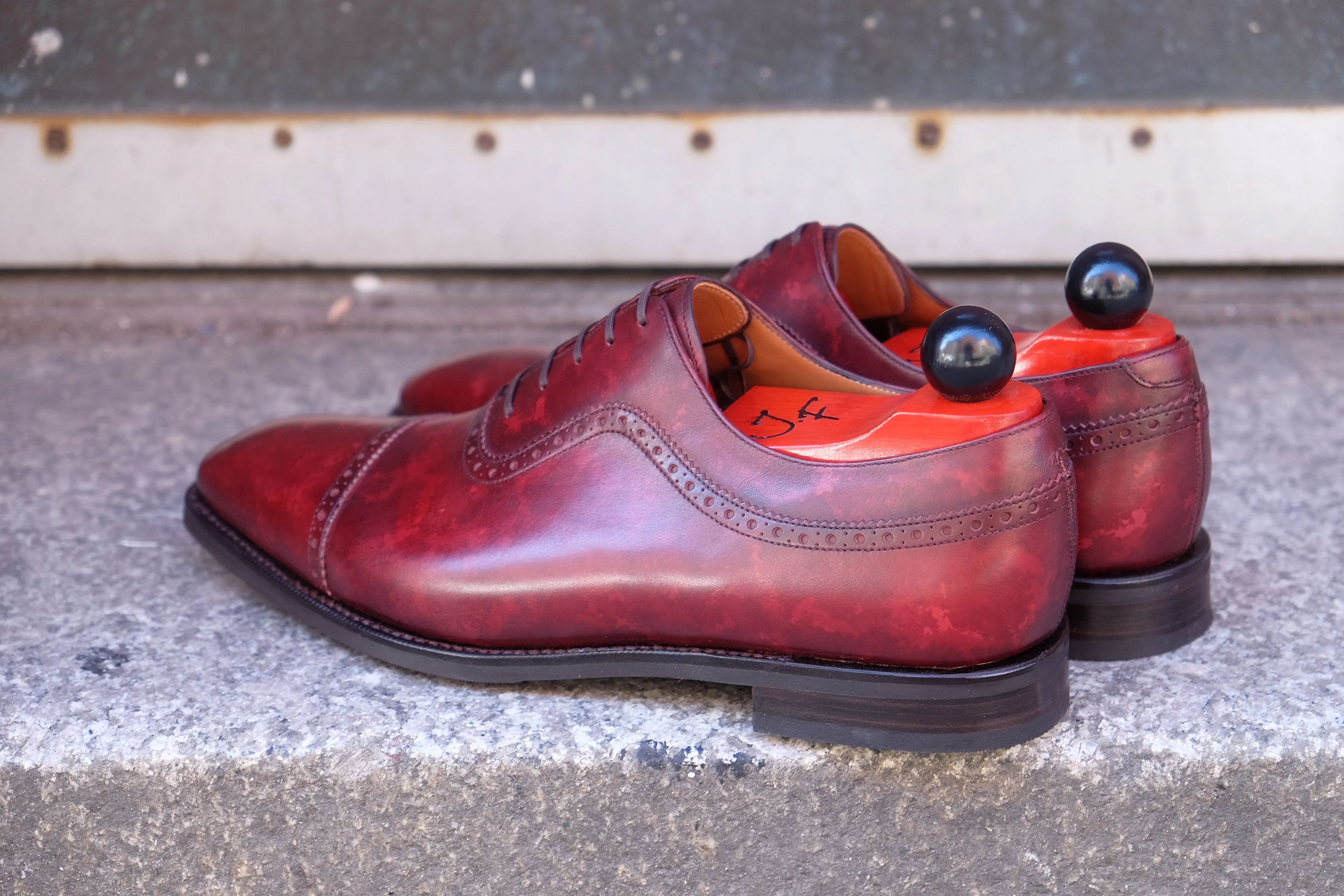 Palacio - MTO - Burgundy Marble Patina - LPB Last - City Rubber Sole