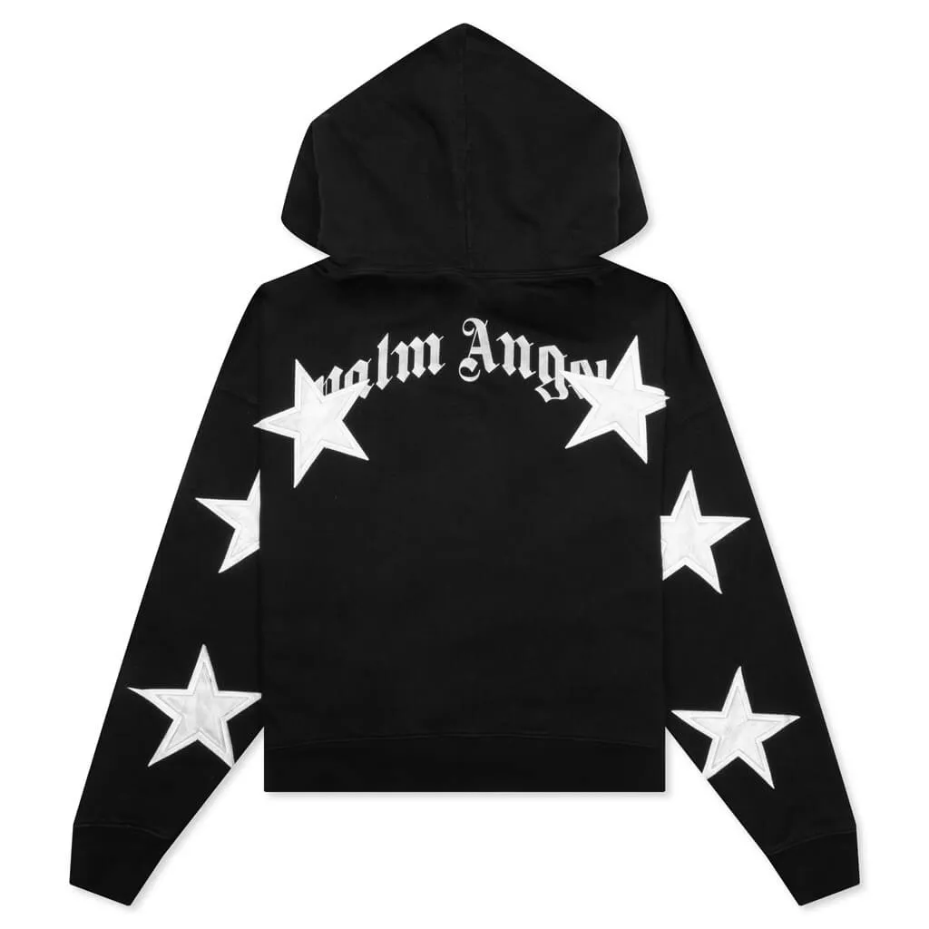 Patched Stars Vintage Hoodie - Black/White