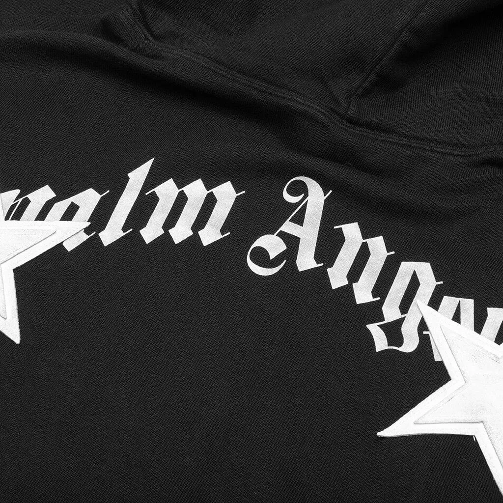 Patched Stars Vintage Hoodie - Black/White