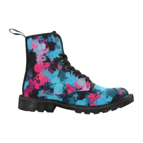 Pink and Blue Paint Splatter Women's Boots