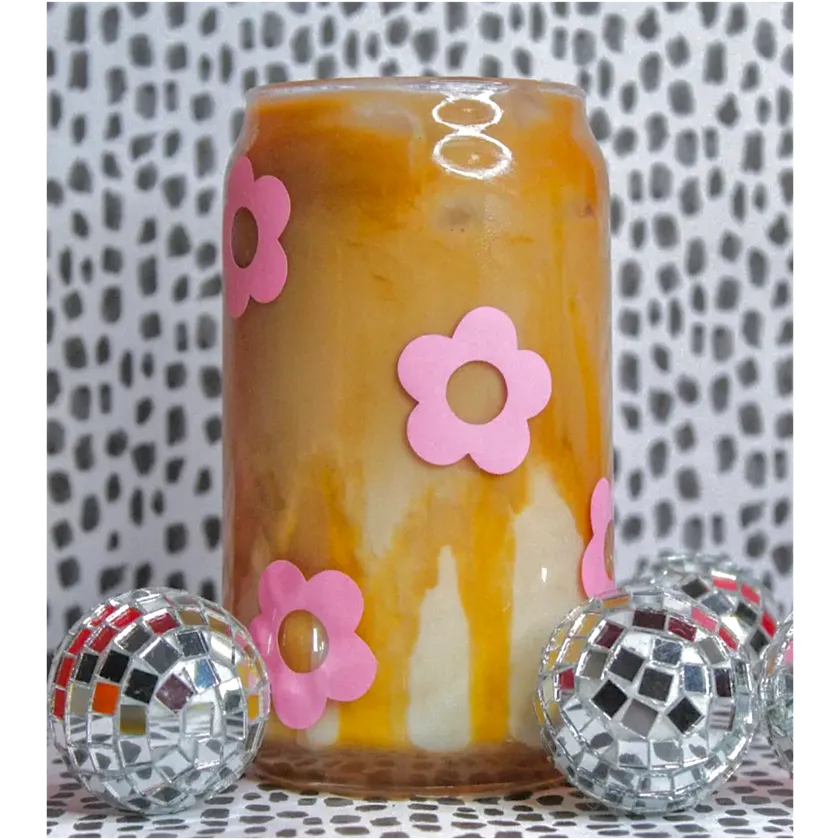 Pink Daisy Ice Coffee Cup