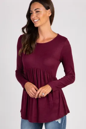 PinkBlush Burgundy Soft Knit Peplum Top